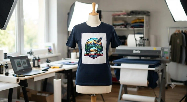 Sublimation on dark shirts using a white HTV base layer and heat press for full-color results