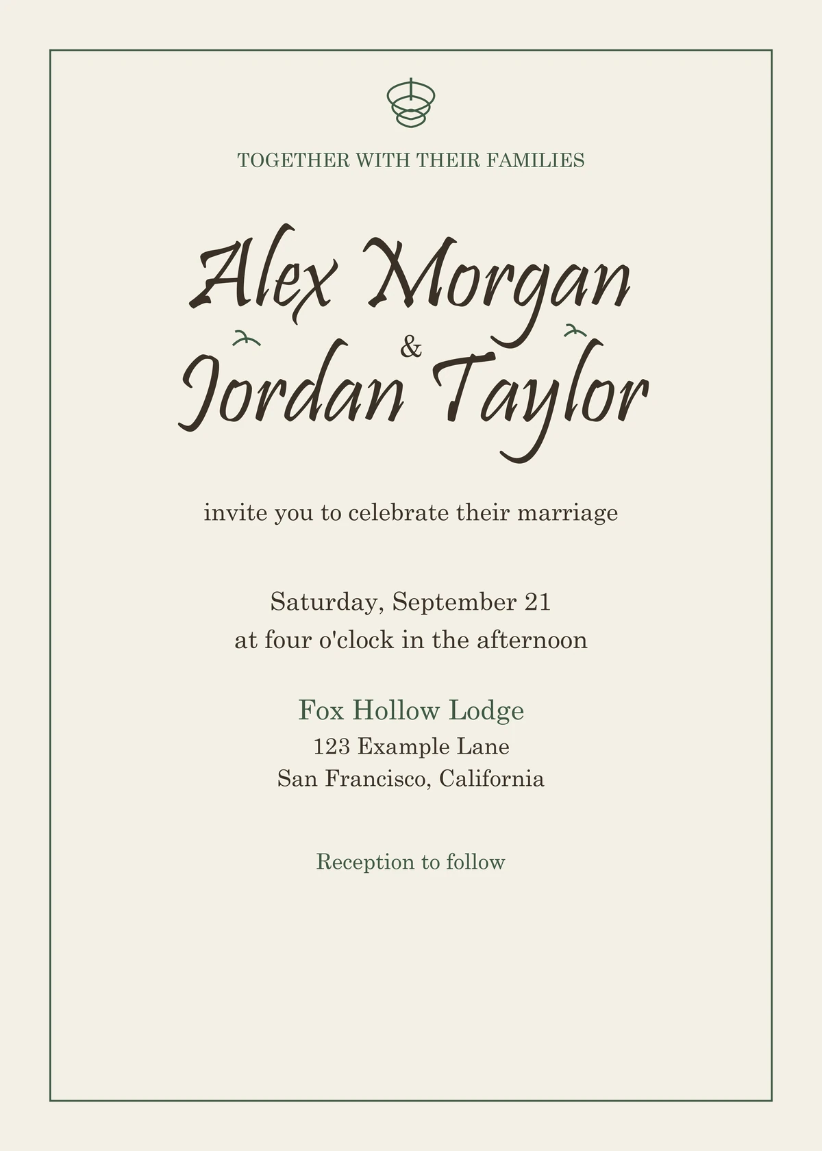 Printable modern vintage Woodland Love wedding invitation